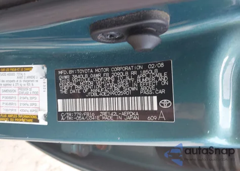 2009 Toyota Corolla Le из США, поврежденный, VIN JTDBL40E299025901